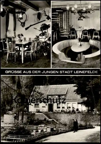 ÄLTERE POSTKARTE GRÜSSE AUS DER JUNGEN STADT LEINEFELDE KONSUM-WALDKLAUSE KÖHLERSGRUND WORBIS Thüringen AK Ansichtskarte