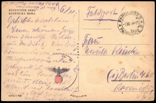 ALTE POSTKARTE KUNETITZER BERG 1944 KUNETICKA HORA Tschechische Republik Ansichtskarte AK cpa postcard
