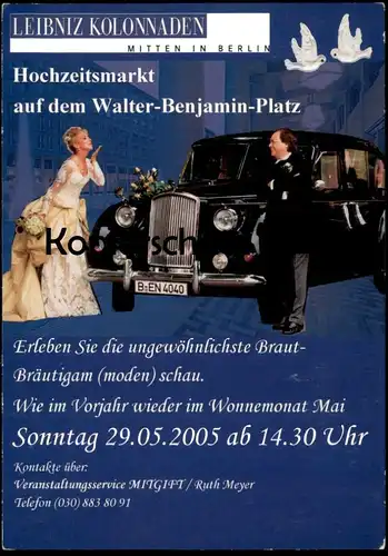 ÄLTERE KARTE BERLIN HOCHZEITSMARKT VANDEN PLAS PRINCESS 4 LITRE LIOUSINE BMC AUTO LEIBNIZ KOLONNADEN car cpa card