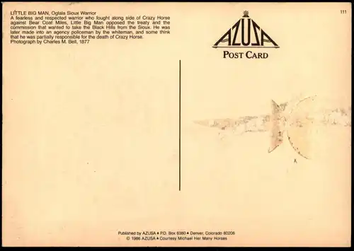 ÄLTERE POSTKARTE INDIANER LITTLE BIG MAN OGLALA SIOUX WARRIOR INDIAN INDIO postcard cpa Ansichtskarte AK