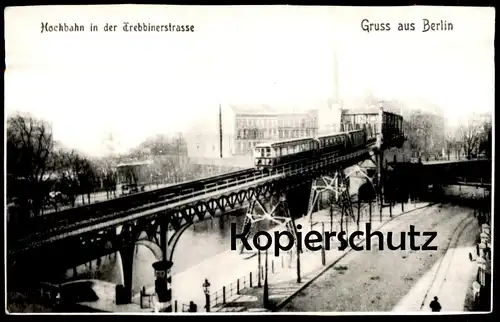 ÄLTERES REPRO FOTO GRUSS AUS BERLIN HOCHBAHN IN DER TREBBINERSTRASSE BAHN BERLIN ARCHIV FOTO RIECHEL photo