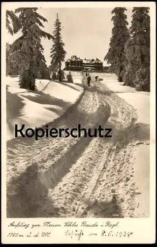 ALTE POSTKARTE AUFSTIEG ZUR NEUEN SCHLESISCHEN BAUDE RIESENGEBIRGE Neue Schlesische Baude Szklarska Schlesien postcard