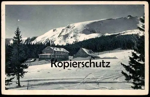 ALTE POSTKARTE RIESENGEBIRGE SCHLINGELBAUDE PRINZ-HEINRICH-BAUDE KRUMMHÜBEL Karpacz Karkonosze Krkonose O. Blau postcard