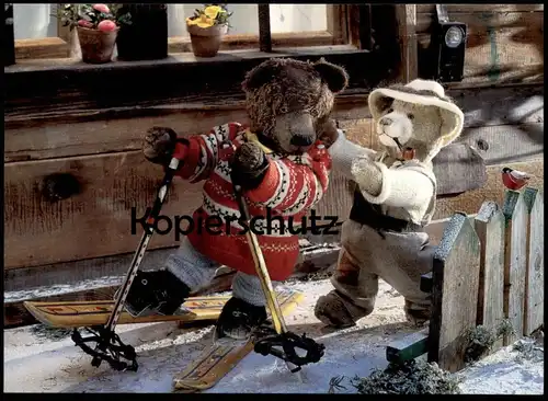 ÄLTERE POSTKARTE TEDDYBÄR WINTER SKI FAHREN SKIFAHREN SKISPORT SKIER Teddy Bären Bär bear ours chistmas cpa AK postcard