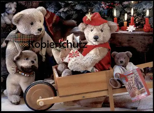 ÄLTERE POSTKARTE TEDDYBÄR WEIHNACHTEN  ADVENT ADVENTSKRANZ Teddy Bären Bär bear ours Hund dog chien chistmas postcard AK