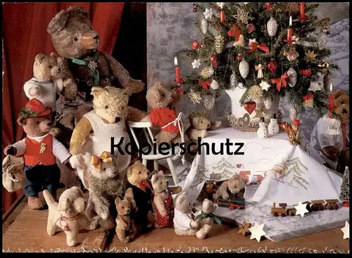 ÄLTERE POSTKARTE TEDDYBÄR WEIHNACHTEN BESCHERUNG TANNENBAUM CHRISTBAUM Teddy Bären Bär bear ours chistmas postcard
