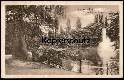 ALTE POSTKARTE LANDAU TEILANSICHT IM OSTPARK PARK Fontaine fountain 1918 AK Ansichtskarte cpa postcard