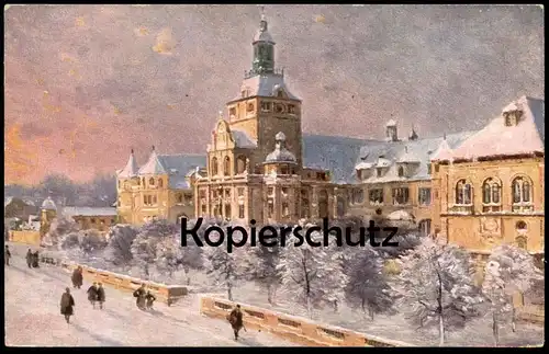 ALTE KÜNSTLER POSTKARTE MÜNCHEN NATIONAL-MUSEUM IM WINTER SCHNEE THEO STROEFER STÄDTE-ANSICHT Ansichtskarte postcard cpa