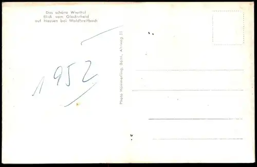 ALTE POSTKARTE DAS SCHÖNE WIEDTAL BLICK VOM GLOCKSCHEID AUF HAUSEN BEI WALDBREITBACH Ansichtskarte AK cpa postcard