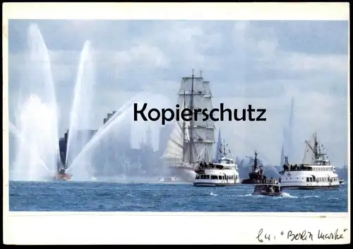 ÄLTERE GANZSACHE POSTKARTE DEUTSCHE BUNDESPOST BERLIN MIT AUFGEKLEBTEN AUSSCHNITT HAMBURG SEGELSCHIFF Schiff ship