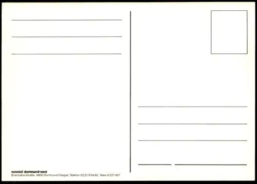 ÄLTERE POSTKARTE DORTMUND NOVOTEL HOTEL RICHTIG WOHLFÜHLEN VW MERCEDES BMW BIER BUFFET THEKE Ansichtskarte AK postcard