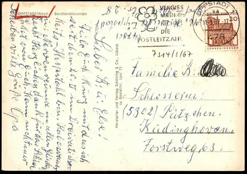 ÄLTERE POSTKARTE LIPPSTADT BERNHARDSBRUNNEN BRUNNEN CAFÉ EIS VOLKSWAGEN VW KÄFER Ansichtskarte AK postcard cpa