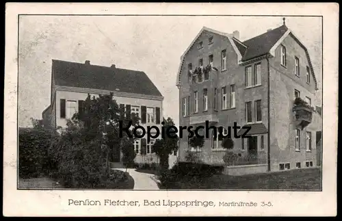 ALTE POSTKARTE BAD LIPPSPRINGE PENSION FLETCHER MARTINSTRASSE 3 - 5 Ansichtskarte AK cpa postcard