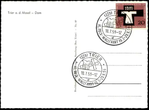 ÄLTERE POSTKARTE TRIER AN DER MOSEL DOM VW KÄFER VOLKSWAGEN SONDERSTEMPEL HEILIGER ROCK WALLFAHRT cpa postcard AK