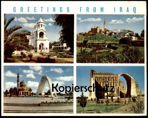 ÄLTERE POSTKARTE GREETINGS FROM IRAQ IRAK MOSQUE BAGHDAD Moschee cpa postcard Ansichtskarte AK