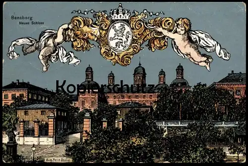 ALTE POSTKARTE BENSBERG SCHLOSS EUGEN FELLE ISNY MONDNACHT chateau castle Bergisch Gladbach Ansichtskarte postcard cpa