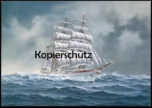ÄLTERE KÜNSTLER POSTKARTE SEGELSCHULSCHIFF GORCH FOCK BAUJAHR 1958 SEGELSCHIFF MALER GÜNTHER TODT Schiff sailing ship