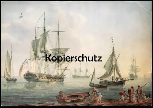 ÄLTERE KÜNSTLER POSTKARTE DAS ROTE GESCHWADER AUF EINER REEDE NICHOLAS POCOCK SEGELSCHIFF Schiff ship postcard AK cpa