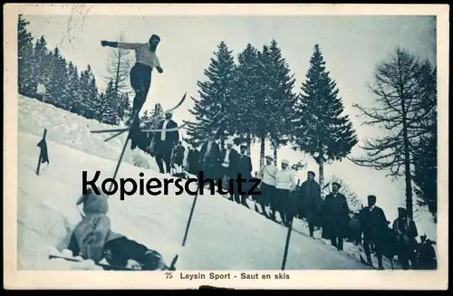 ALTE POSTKARTE LEYSIN SPORT SAUT EN SKIS SKISPRUNG SKI-FLIEGEN Schweiz Suisse Helvetia Ansichtskarte cpa postcard AK
