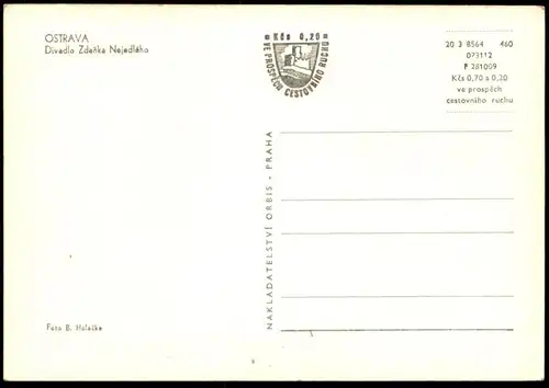 ÄLTERE POSTKARTE OSTRAVA DIVADLO ZDENKA NEJEDLEHO 40 STATUE Ceska Republika Tschechische Republik postcard Ansichtskarte