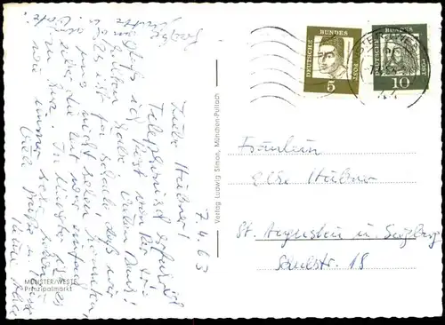 ÄLTERE POSTKARTE MÜNSTER PRINZIPALMARKT MERCEDES VW KÄFER Ansichtskarte postcard cpa AK