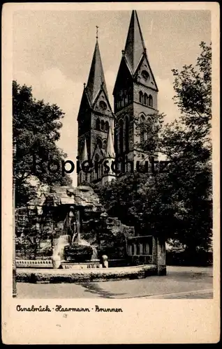 ALTE POSTKARTE OSNABRÜCK HAARMANN-BRUNNEN UND HERZ-JESU-KIRCHE Haarmannbrunnen fountain Ansichtskarte AK cpa postcard