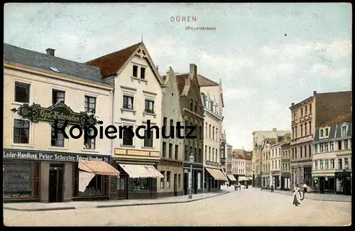 ALTE POSTKARTE DÜREN WEYERSTRASSE OPEL-FAHRRÄDER LEDER-FAHRRAD-HANDLUNG PETER SCHUSTER Ansichtskarte AK cpa postcard