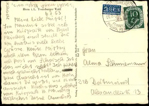 ÄLTERE POSTKARTE HORN IN LIPPE TEUTOBURGER WALD PANORAMA GESAMTANSICHT Bad Meinberg Detmold Ansichtskarte cpa postcard