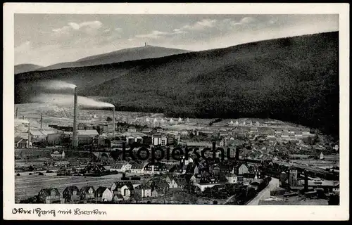 ALTE POSTKARTE OKER HARZ MIT BROCKEN GOSLAR FABRIK SCHORNSTEIN 1949 Ansichtskarte cpa AK postcard
