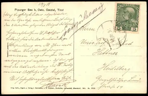 ALTE POSTKARTE PIBURGER SEE BEI OETZ 1916 Ötztal Tirol Austria Österreich Autriche cpa postcard AK Ansichtskarte
