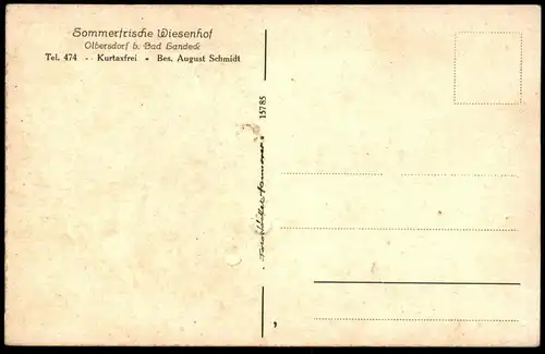 ALTE POSTKARTE SOMMERFRISCHE WIESENHOF OLBERSDORF BEI BAD LANDECK Stójków Lądek-Zdrój Schlesien cpa postcard AK