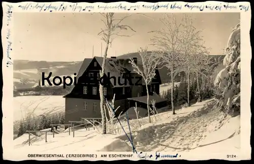 ALTE POSTKARTE OBERWIESENTHAL IM ERZGEBIRGE AM ESCHENHOF 1941 WINTER SCHNEE Ansichtskarte AK cpa postcard