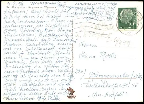 ÄLTERE POSTKARTE BERCHTESGADEN KURGARTEN MIT WATZMANN SPRINGBRUNNEN WASSERSPIELE PARK Ansichtskarte AK cpa postcard