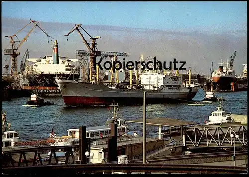 ÄLTERE POSTKARTE HAMBURG HAFEN WERFT BLOHM + VOSS FRACHTSCHIFF SCHLEPPER Dampfer Schiff cargo ship AK postcard