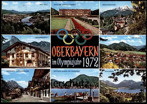 ÄLTERE POSTKARTE OBERBAYERN IM OLYMPIAJAHR 1972 OLYMPIA OLYMPISCHE SPIELE MÜNCHEN BAD TÖLZ REIT IM WINKL postcard