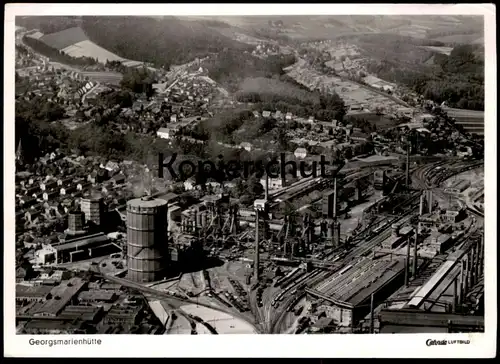 ÄLTERE POSTKARTE GEORGSMARIENHÜTTE FLIEGERAUFNAHME LUFTBILD FABRIK HÜTTE EISENHÜTTE PANORAMA ZUG Ansichtskarte postcard