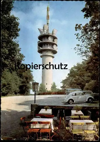 ÄLTERE POSTKARTE HOTEL RESTAURANT BISMARCKBURG AM FERNSEHTURM INHABER PAUL GRENZ VW KÄFER PORTA WESTFALICA BEI MINDEN