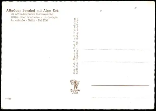 ÄLTERE POSTKARTE ALLGÄUER BERGHOF MIT ALPE ECK HÖRNERGEBIET SONTHOFEN BAYERN ALLGÄU Alp Ansichtskarte AK cpa postcard