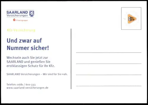 ÄLTERE POSTKARTE HUMOR HEUTE FÄHRST DU AUF NUMMER SICHER SAARLAND VERSICHERUNGEN PKW AUTO FAHREN Ansichtskarte postcard