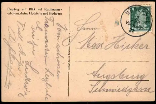 ALTE POSTKARTE EMPFING MIT BLICK AUF KAUFMANNSERHOLUNGSHEIM HOCHFELLN & HOCHGERN TRAUNSTEIN Ansichtskarte cpa postcard