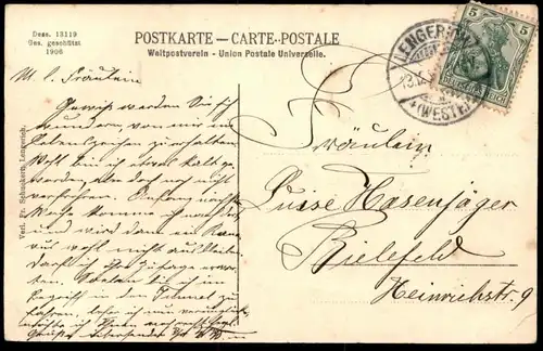 ALTE POSTKARTE LENGERICH IN WESTFALEN EISENBAHNTUNNEL TUNNEL ZUG GÜTERZUG Ansichtskarte AK postcard cpa