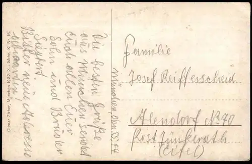 ALTE POSTKARTE MÜNCHEN MÜNCHNER KINDL OTTMAR ZIEHER MÜNCHEN 1922 Nr. 15 RADI BIERFASS Ansichtskarte AK cpa postcard