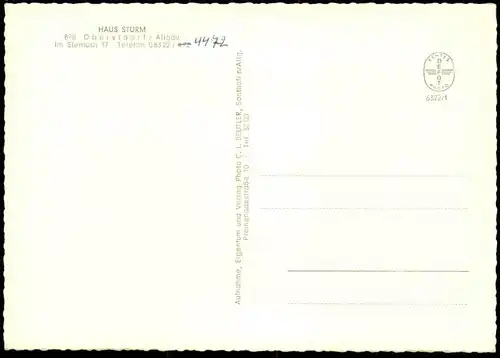ÄLTERE POSTKARTE OBERSTDORF HAUS STURM IM STEINACH 17 PENSION ALLGÄU AK Ansichtskarte cpa postcard