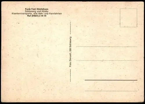ÄLTERE POSTKARTE SCHLESWIG UND HÜSBY TAXI HINRICHSEN DAIMLER BENZ MERCEDES Ansichtskarte AK cpa postcard