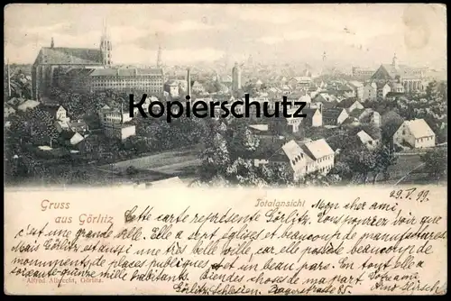 ALTE POSTKARTE GRUSS AUS GÖRLITZ 1899 TOTALANSICHT PANORAMA Zgorzelec Ansichtskarte cpa postcard AK