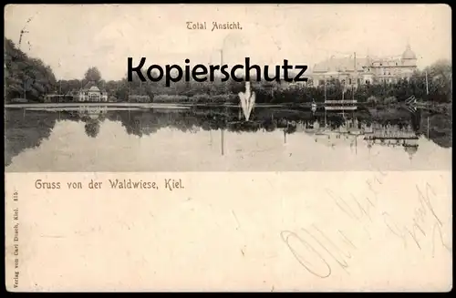 ALTE POSTKARTE GRUSS VON DER WALDWIESE KIEL TOTAL ANSICHT TOTALANSICHT Ansichtskarte AK cpa postcard