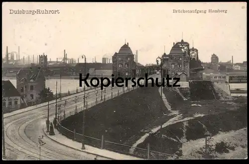 ALTE POSTKARTE DUISBURG RUHRORT BRÜCKENAUFGANG HOMBERG BRÜCKE RHEIN Ansichtskarte AK cpa postcard