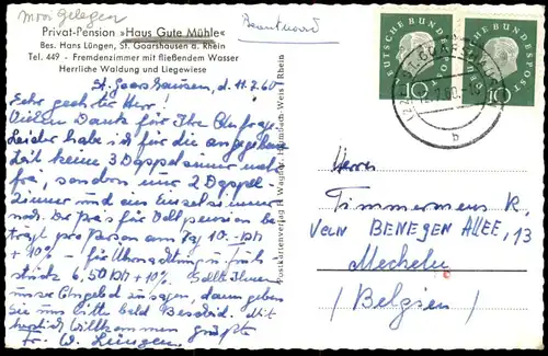 ÄLTERE POSTKARTE ST. GOARSHAUSEN RHEIN PENSION HAUS GUTE MÜHLE BESITZER HANS LÜNGEN Ansichtskarte AK cpa postcard