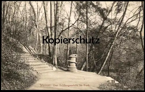ALTE POSTKARTE WEIMAR DER SCHLANGENSTEIN IM PARK 1915 Schlange snake serpent monument Ansichtskarte AK cpa postcard