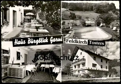 ÄLTERE POSTKARTE FELDKIRCH TOSTERS HAUS BURGBLICK GARNI FAMILIE EGON GEIGER POOL Vorarlberg Ansichtskarte cpa postcard